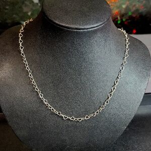 Vintage 925 Sterling Silver Heart Link Chain Necklace 18" Made In Italy